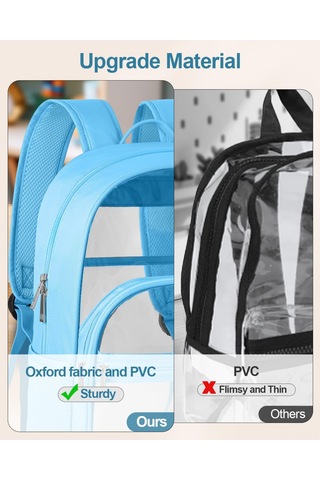 Vkemall Geniş Kapasiteli Transparan Sırt Çantası - Oxford Kumaş Ve Pvc Malzeme, Kolay Temizlenir, Okul/konser/seyahat İçin Uygun