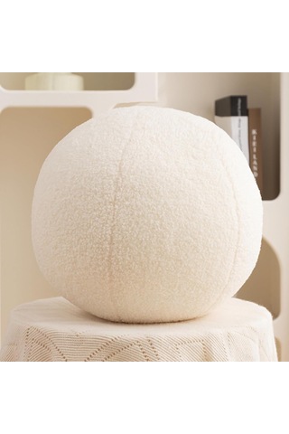 Geeksen 11,8 İnç Lüks Küre Yastık, Salon Ve Yatak Odası Dekorasyonu İçin Krem Beyaz Küre Şekilli Koltuk Yastığı Beyaz