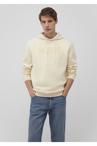 Mavi - Mavi Logo Baskılı Bej Sweatshirt 0610941-70055 Beyaz