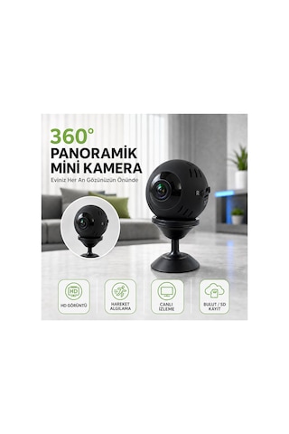 360 Panoramik Hd Mini Güvenlik Kamerası Hareket Algılama, Canlı İzleme Ve Sd Kart Desteği