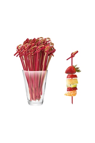 Bambu Kırmızı Düğümlü Kürdan 9 Cm 100 Lü