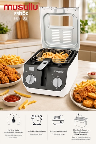 Musullu FRY-031 2000 W Zamanlayıcılı Fritöz