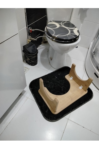Wc Çömelme Ayak Taburesi, 45x28cm Yükseklik18 Cmbasamak Taburesi Açık Ahşap