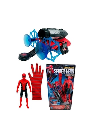 TukaShopping54 Spiderman Örümcek Adam Ağ Fırlatan Ok Atan Vantuzlu Eldiven Işıklı Figür Oyuncak