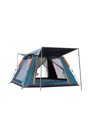 6 Kişilik, Kamp Çadırı 210x210x140cm Güneşlikli Otomatik Kamp Çadırı Su Geçirmez Outdoor Tenteli Kamp Çadır Yeşil
