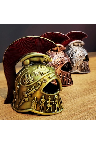 Metal Dekoratif Şövalye Miğferi - Tarihi Tasarım - 10x5 Cm Altın, Bakır, Gümüş