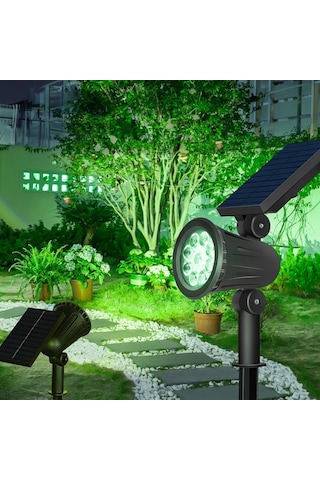 Güneş Enerjili 7w Yeşil Led Toprağa Saplamalı Lamba Solar Peyzaj Aydınlatma 1 Adet Çim Armatür -