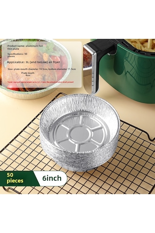 Youtek Ev Kullanıma Uygun Yağlı Yağsız Alüminyum Folyo Fırın Tepsisi, 6 İnç Derin Tabak, 50 Adet, Pişirme-grill-roasting İçin Diğer