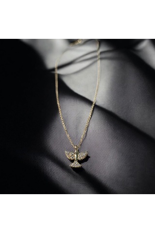 Zarifly Altın Renk Kuş Figürlü Kolye Anlam Yüklü, Şık Tasarım