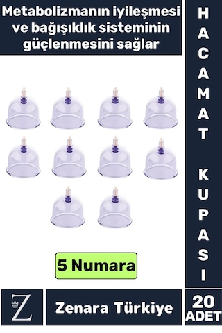 Yüksek Kaliteli Metabolizma Etkili Vakumlu Hacamat Kupası 5 Numara 20 Adet