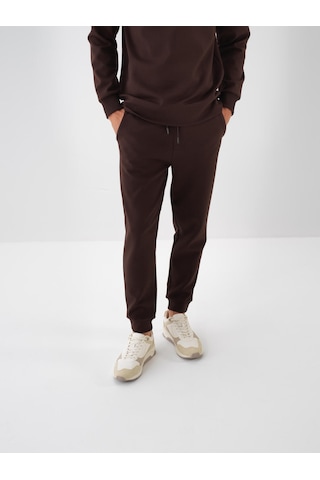 Kahverengi Pamuk Dokulu Regular Fit Sweat Pantolon 380186 Kahverengi