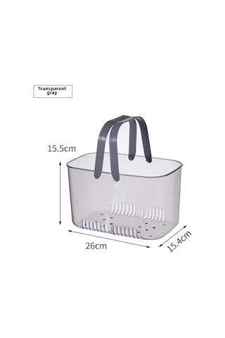 Youtek Banyo İçin Şeffaf Gri Plastik Depolama Sepeti - Büyük Kapasiteli, Süzgeçli, Taşınabilir, Yüksek Ve Kalın Tasarım, Çeşitli Gereçleri Düzenle Diğer