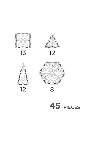 Cleverclixx Geo Pack Manyetik Bloklar, Pastel 45 Parça