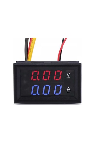 Dijital Dual Voltmetre Ampermetre Volt Akım Ölçer Dc 0-100V 10A Kırmızı-Mavi Led