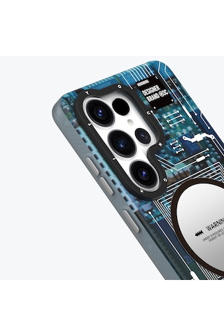 Galaxy S26 Ultra Kılıf M-safe Uyumlu Youngkit 360 Derece Standlı Technology Serisi Kapak Mavi Mavi