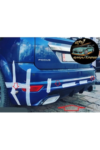Ford Focus 2.5 Egzoz Görünümlü Arka Tampon Eki Fiberglass Boyasız