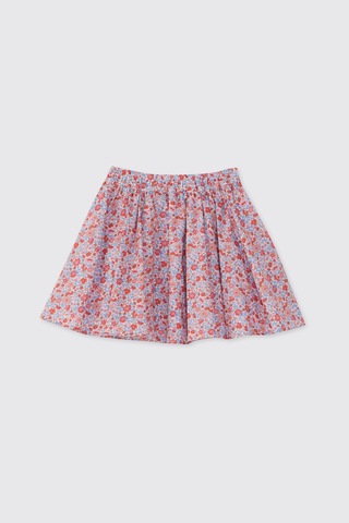 Made With Liberty Fabric Liberty Kumaş Kız Çocuk Çiçek Desenli Etek Kırmızı