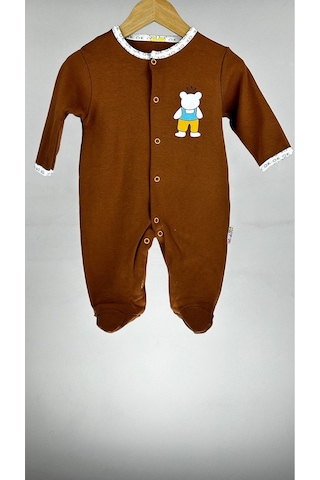 Boys Çıtçıtlı Uzun Kollu %100 Pamuklu Erkek Bebek Tulum 001