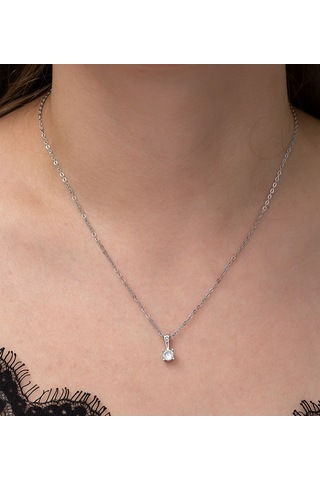 Gümüş Kaplama Zirkon Taşlı Tektaş Kolye N11.17673 Gümüş