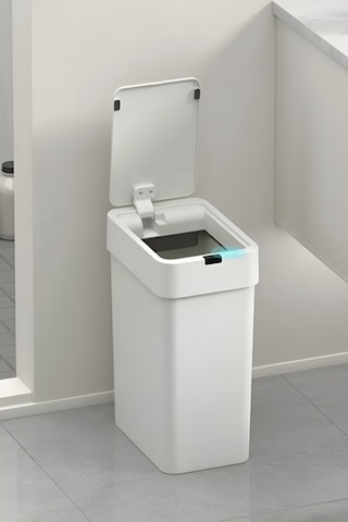 Sensörlü Otomatik Slim Çöp Kovası 9 Litre Plastik Beyaz Yerli Üretim Beyaz