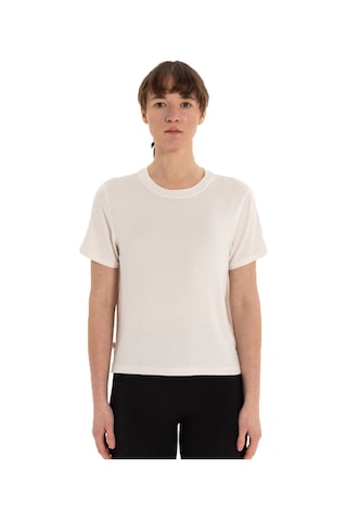 Inguz Modal Bisiklet Yaka Basic Yoga T-shirt Ekru