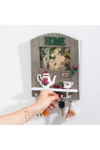 Porsima 2070 Duvara Montajlı Dekoratif Anahtarlık - Duvar Askılı Anahtar Düzenleyici 22x26,5cm Çok Renkli