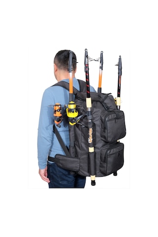 Wolfish Balıkçı Sırt Çantası Siyah 4 Olta Kapasiteli