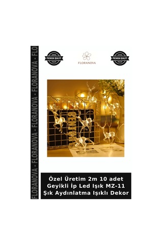 Özel Üretim 2m 10 Adet Geyikli İp Led Işık Mz-11 Şık Aydınlatma Işıklı Dekor