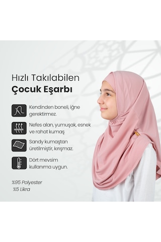 Pratik Hazır Geçmeli Boneli Çocuk Şal Pembe Pembe