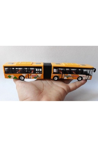 Model Otobüs Oyuncak Körüklü Otobüsü Kırılmaz 22Cm Metrobüs Sarı