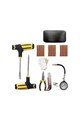 Ranyeek Otomobil Lastik Tamir Seti - Hızlı Tamir Aracı, Çok Amaçlı Kullanım, Kompakt Tasarım, 15 Tıkanıklık Tıkacı Ve Araçlar İçeren 10 Parça Seti