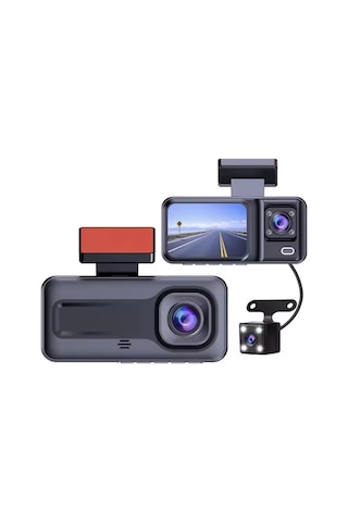 A98 3 Lens Full Hd 1080p Araç İçi Kamera Ön İç Arka Wifi Dvr Dashcam + 32gb Hafıza Kartı Dahil Geri