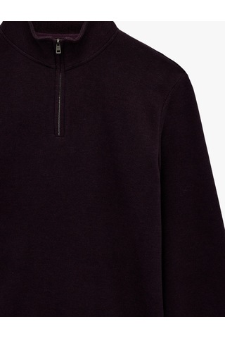 Koton Regular Fit Uzun Kollu Yarım Fermuarlı Sweatshirt Bordo 6wam70199mk