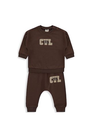 Civil Baby Cvl Baskılı 6-18 Ay Takım - Kahverengi Koyu Kahve