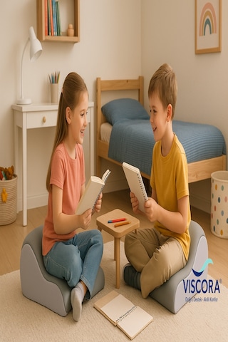 Vıscora Ortopedik Çocuk Minderi Ders, Oyun, Uyku Ve Oturma Desteği Gri