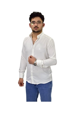 Erkek Spor Silim Fit Gömlek Bgl-st04479 Beyaz
