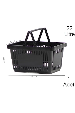 22 Litre Plastik Market Alışveriş El Sepeti Siyah 1 Adet / En:30 Boy:43 Yükseklik:22 Cm Siyah