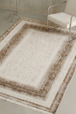 Romans Sembol 2904 Bej Vizon Modern Çerçeveli Salon Halısı