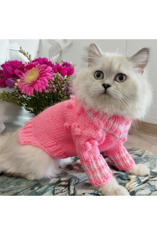 Kedi Ve Köpek İçin Pembe Bonbonlu Kazak