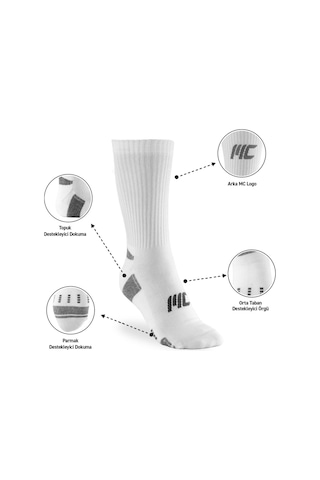 MuscleCloth Stay Fresh Uzun Çorap 3'Lü Paket Gri Beyaz Siyah Çok Renkli