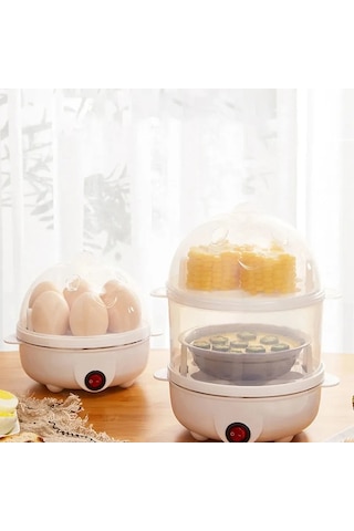 Çok Fonksiyonlu Elektrikli Yumurta Kaynatıcı Çift Katmanlar Yumurta Pişirici Whıte
