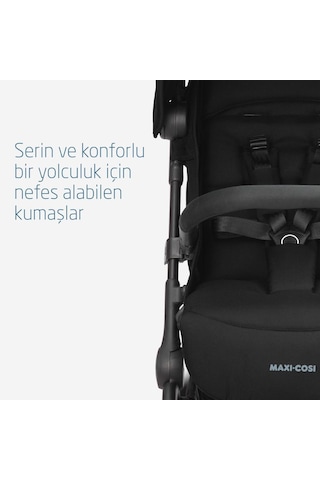 MaxiCosi Lara2 Ultra Kompakt Otomatik Katlanan Kabin Boy Seyahat Sistem Olabilen Bebek Arabası Essential Black