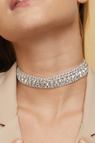 Furtek Aksesuar Kadın 5 Sıra Model Zirkon Taşlı Gümüş Gerdanlık Choker Kolye Altın