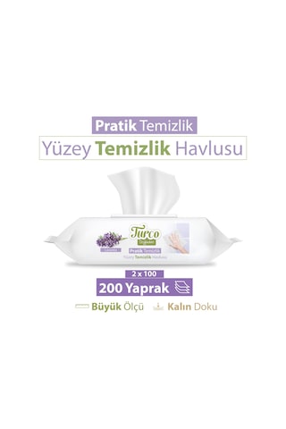 Baby Turco Doğadan Pratik Yüzey Temizlik Havlusu Lavanta 2 x 100 (200 Yaprak)