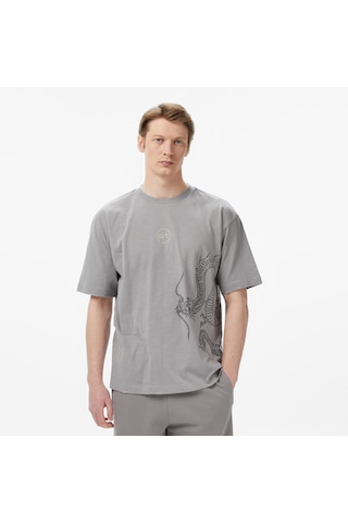 United4 Unıted4 Regular Fit Erkek Gri T-shirt Patro Gri