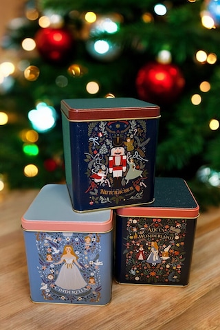 Evle Tales Desenli 12x12x13 Cm Metal Dekoratif Kutu