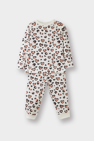 Defacto Kız Bebek Pijama Takımı Desenli Uzun Kollu Penye Üst Uzun Alt E9478a525auer233 Ekru