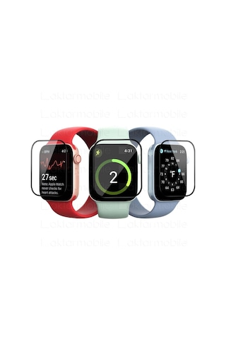 Apple Watch Uyumlu 7 45 Mm Ekran Koruyucu 3d Tam Kapatan Kavisli Ppma Nano Cam Tam