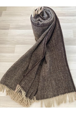 %100 Saf Yün Scotch Dizlik - Tv Battaniye 130x170 Koyu Kahve