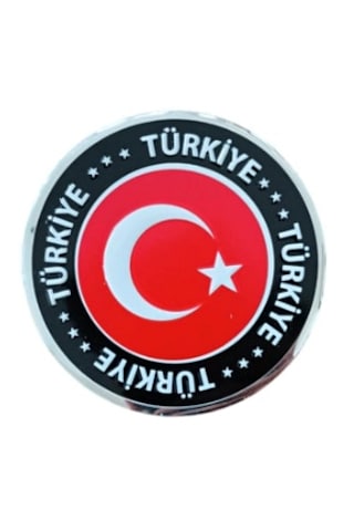 Kabartmalı Türkiye Yazılı Metalize Yuvarlak Türk Bayrağı Bayrak Oto Sticker DİĞER